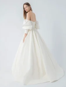 Angelou wedding gown by Yolancris Bridal in EU Size 40 full back and side view of dress