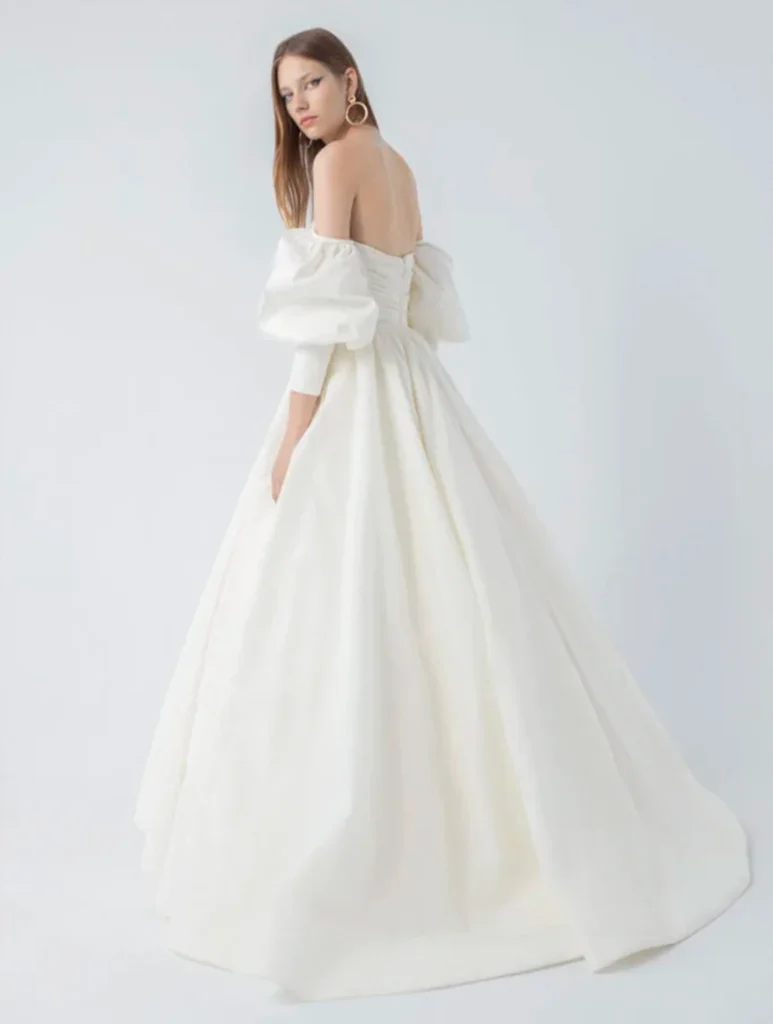 Angelou wedding gown by Yolancris Bridal in EU Size 40 full back and side view of dress