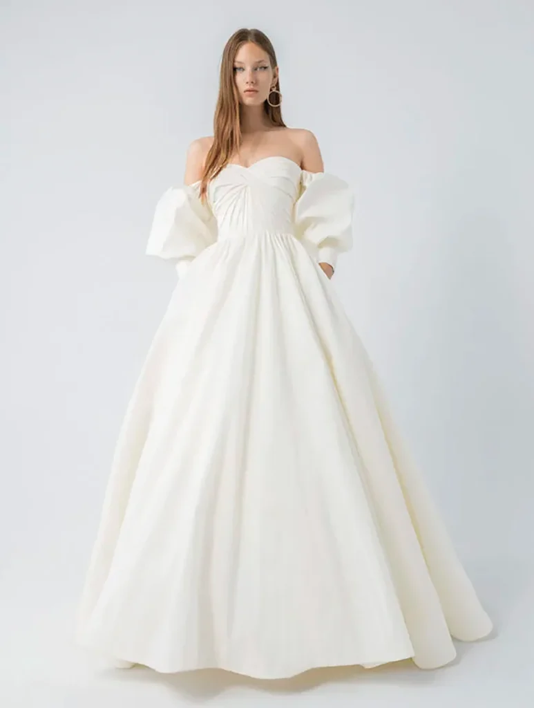 Angelou wedding gown by Yolancris Bridal in EU Size 40 full front view of dress