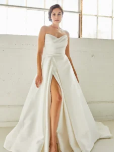 Model wearing the Arden bridal gown by Lea Ann Belter, full front view