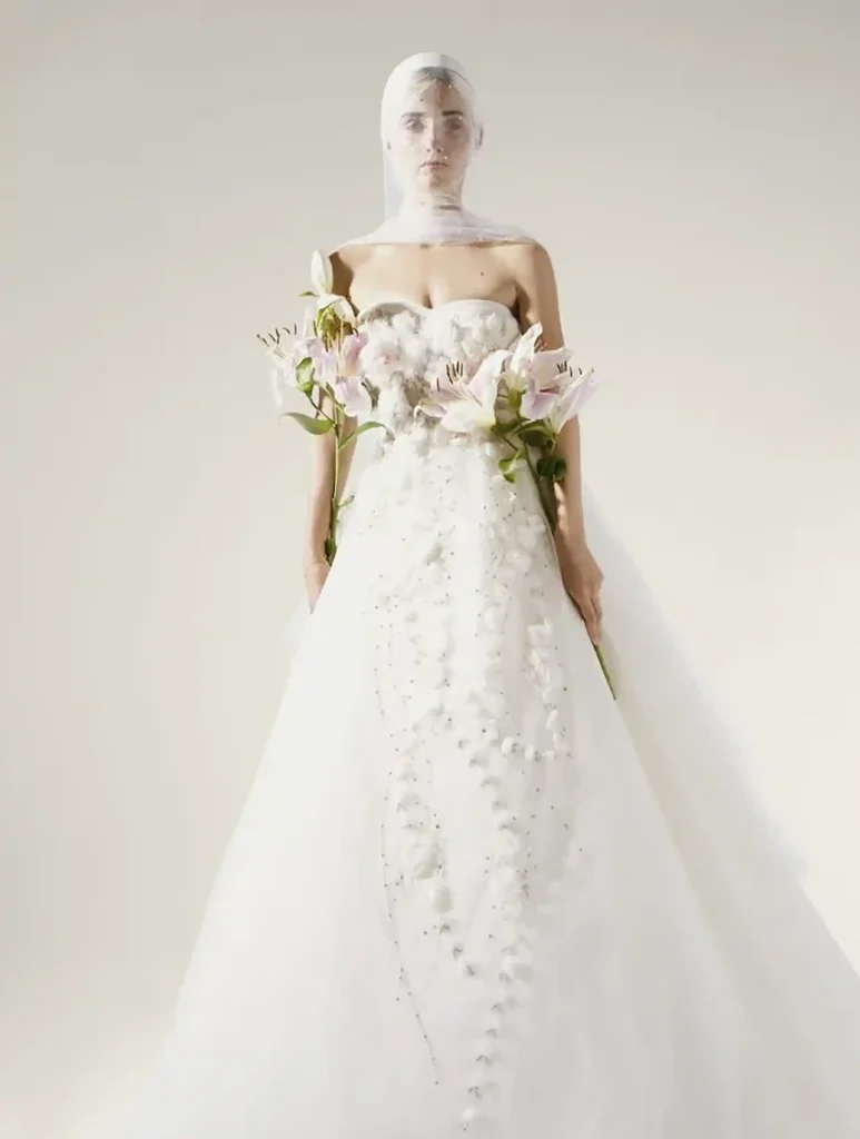 Avra wedding gown by Yolancris Bridal in EU Size 40 full front view of dress