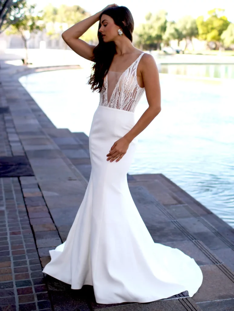 Darya wedding gown by Erin Cole Bridal in Size 12 full front view of dress