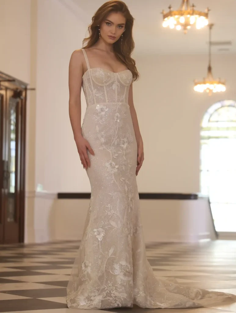 Fawn wedding gown by Erin Cole Bridal in Size 12 full front view of dress