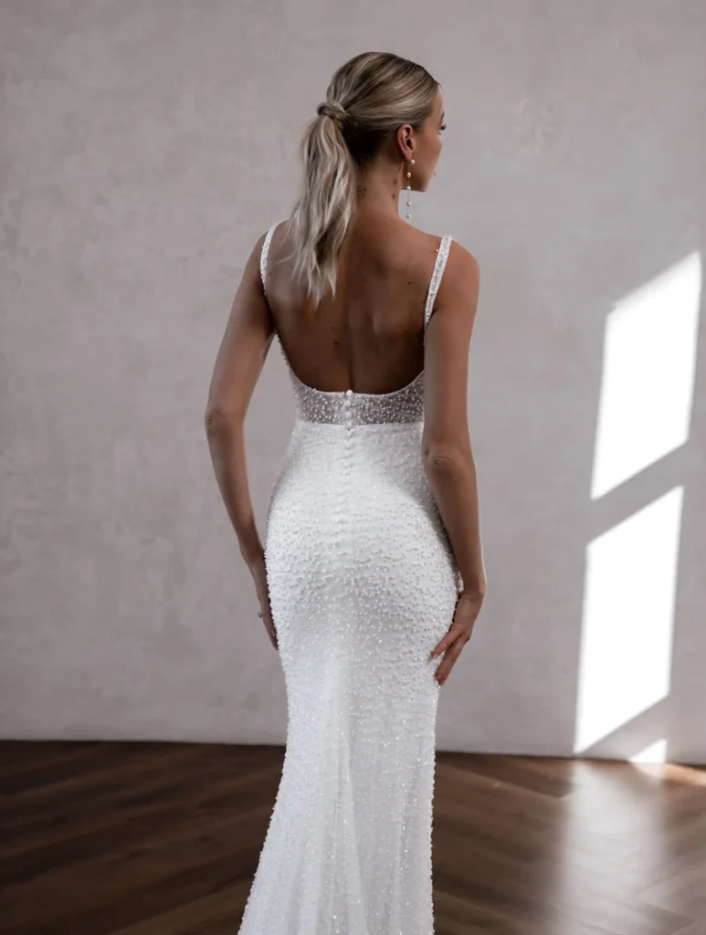Freddie wedding gown by Made With Love Bridal dress back view