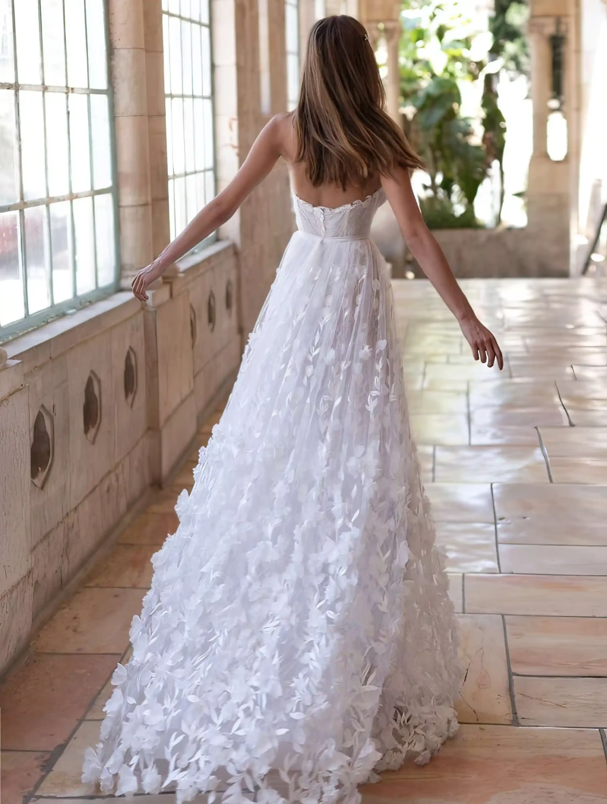 Begonia by Adi Shlomo Bridal - a romantic A-line wedding dress full back view. Available in EU Size 42
