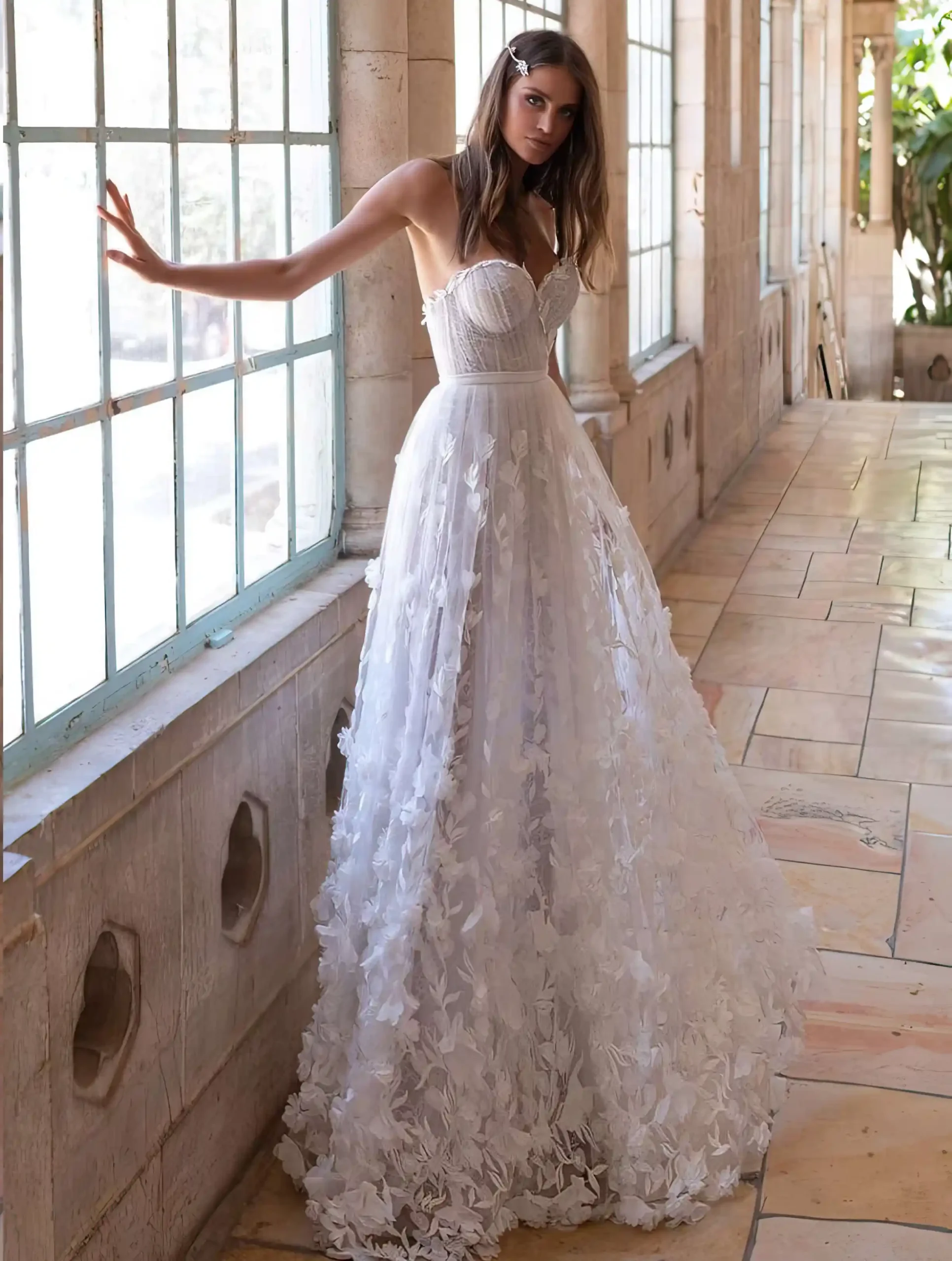 Begonia by Adi Shlomo Bridal - a romantic A-line wedding dress full front view. Available in EU Size 42