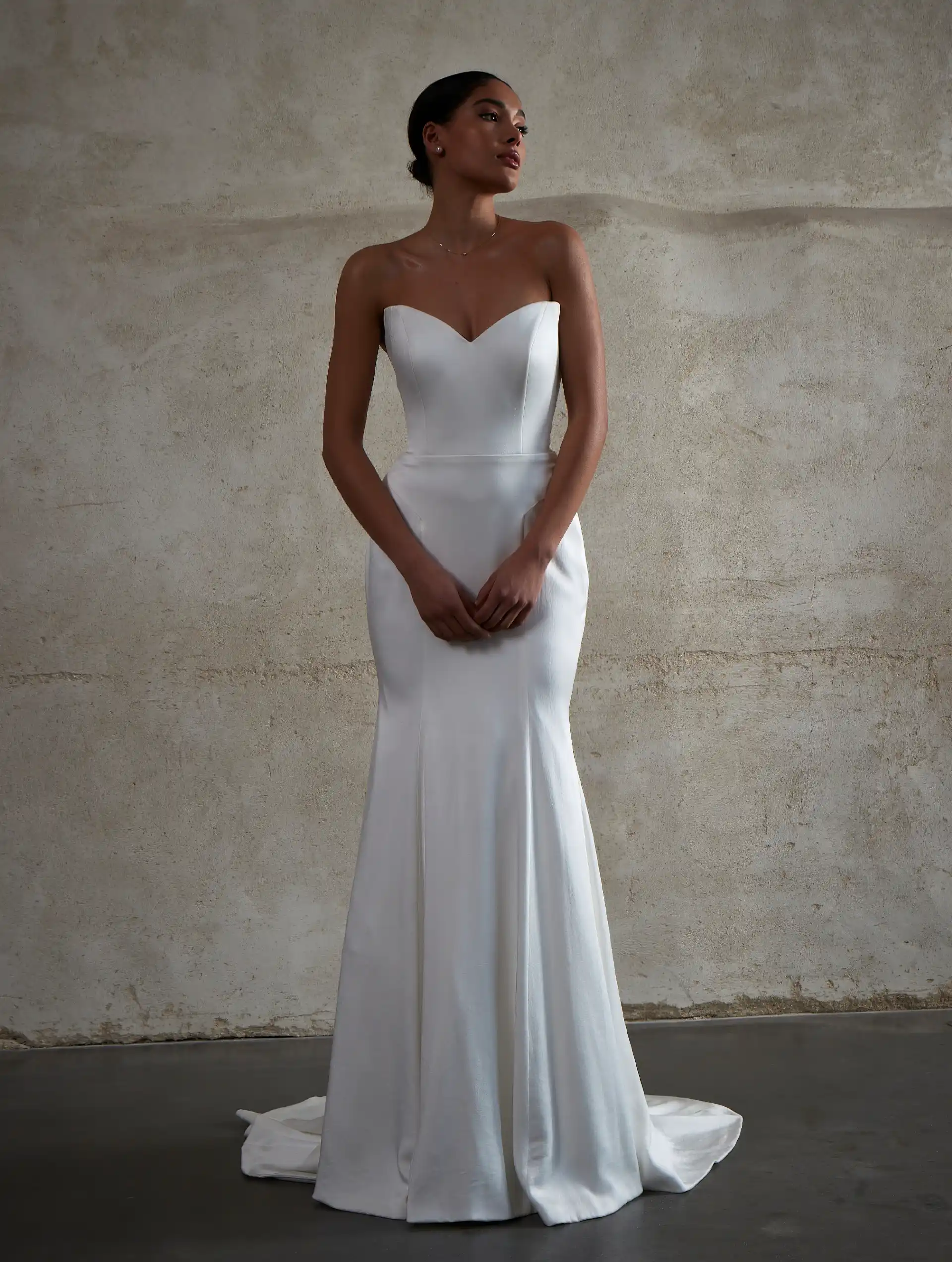 Model wearing the Nadia Bridal Gown by Sassi Holford Bridal Full Front View