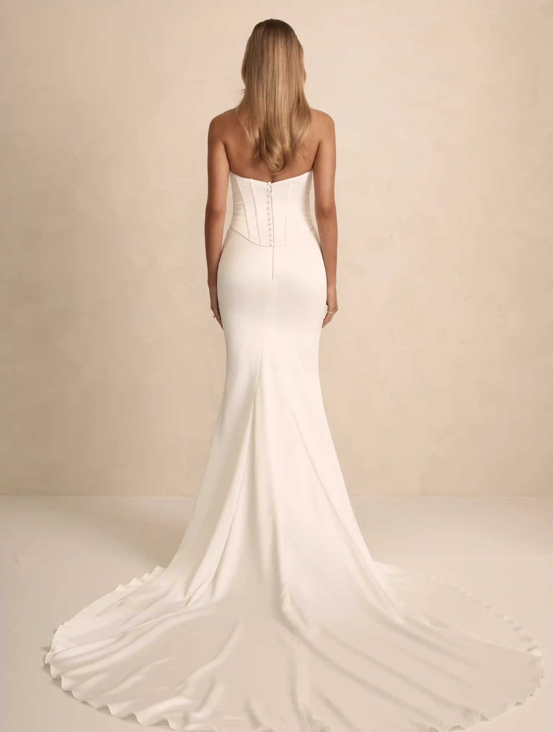 Made With Love bridal (MWL) Sol wedding gown full back view available at bellableubridal.com
