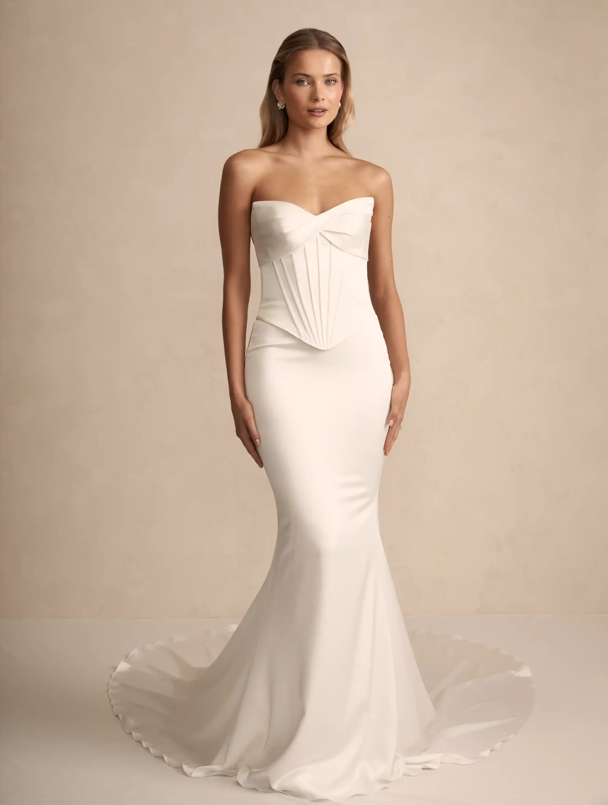Made With Love bridal (MWL) Sol wedding gown full front view available at bellableubridal.com